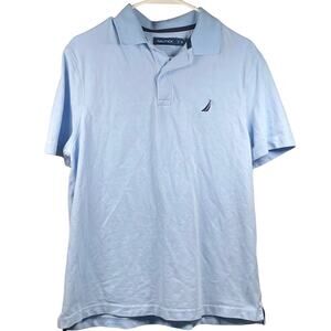 Nautica Polo Shirt Mens Medium Blue Collared Preppy Golf Country Club Beach